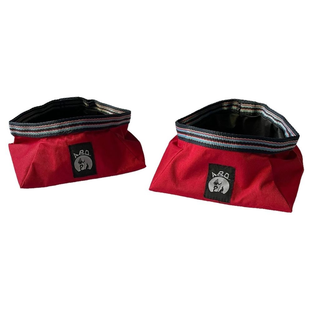2 Dog Collapsible Bowls Travel Hiking Camping RED ABO GEAR M/L